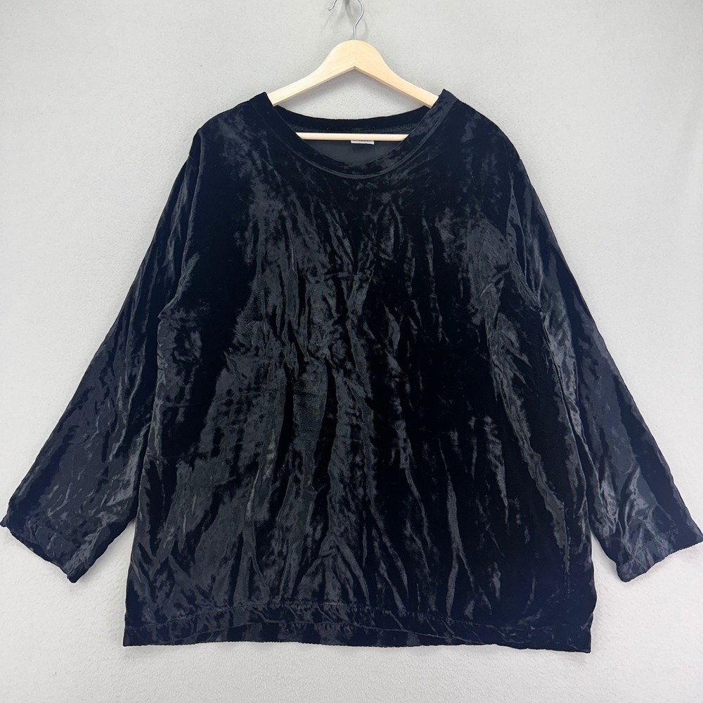 Vintage CP Shades Blouse Velvet Womens M Black Lagenlook Rayon Avant Garde